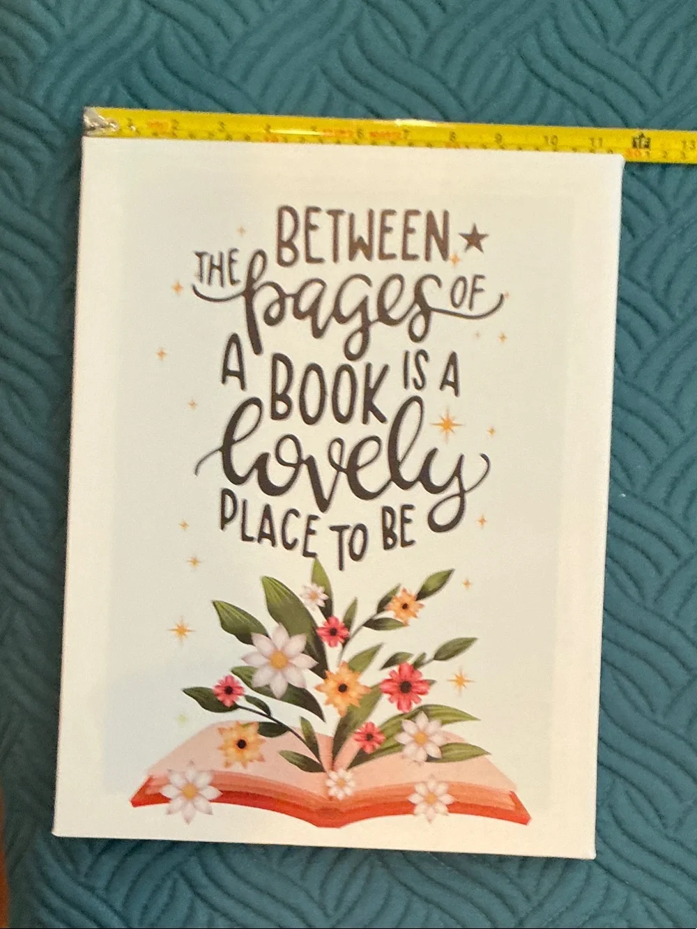 Canvas Wall Art - 'Between the Pages' Floral Book Quote in White
